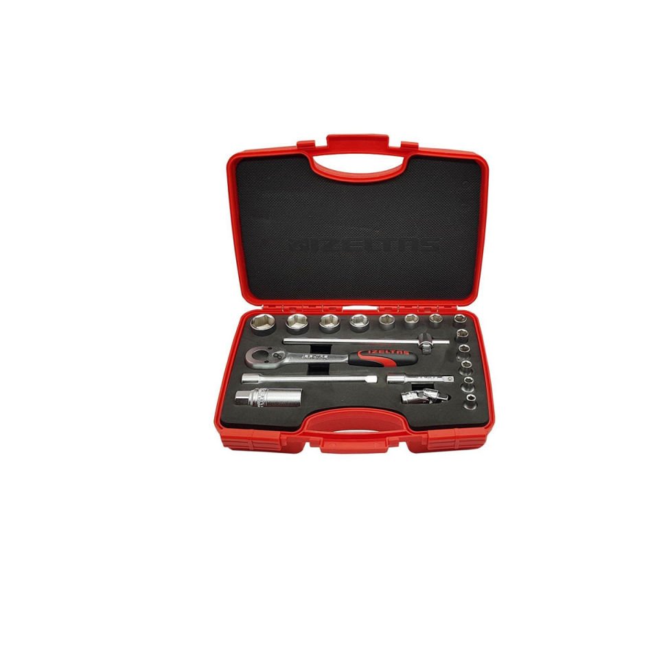 İzeltaş  3/8” Altı Köşe Lokma Anahtar Takımı (19 parça, mm)