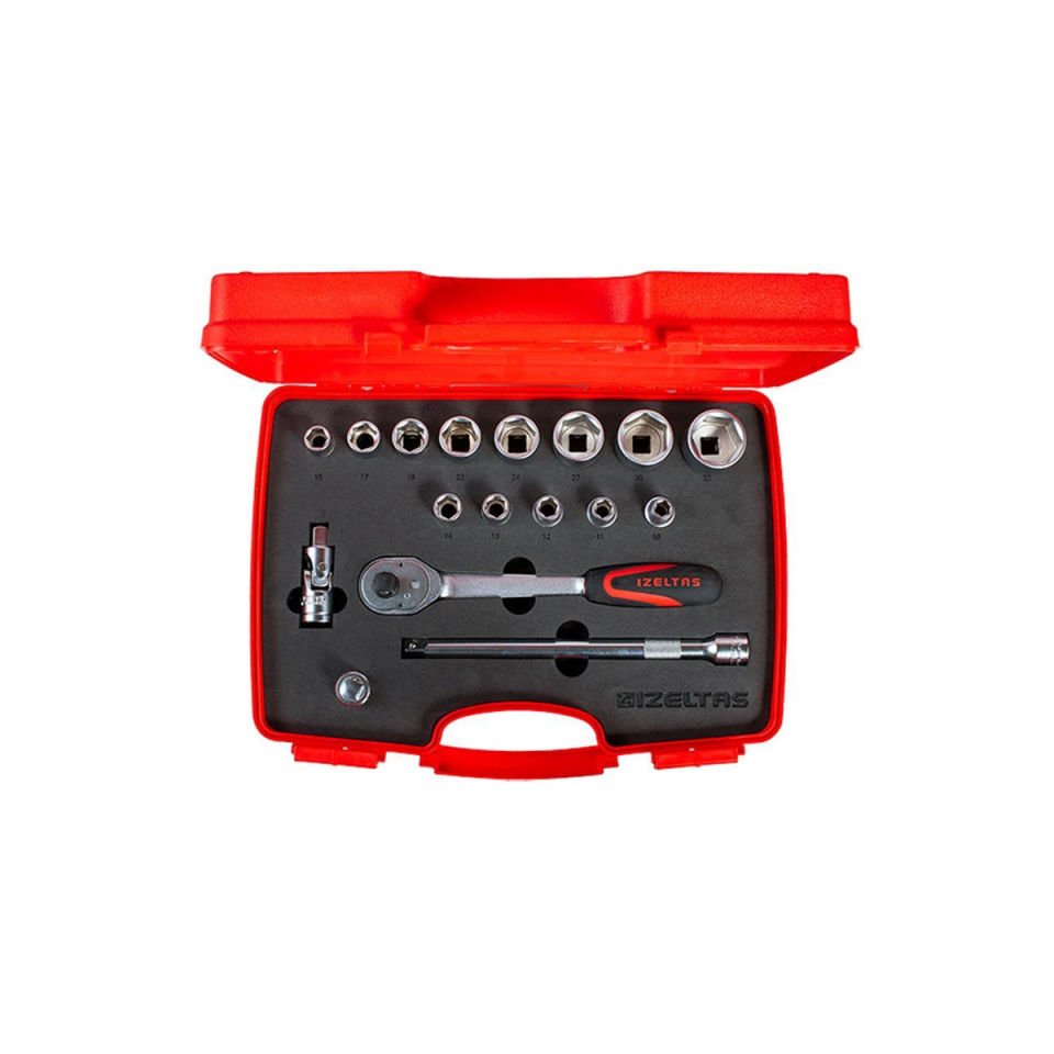 İzeltaş 1/2” Altı Köşe Lokma Anahtar Takımı (17 Parça, mm)