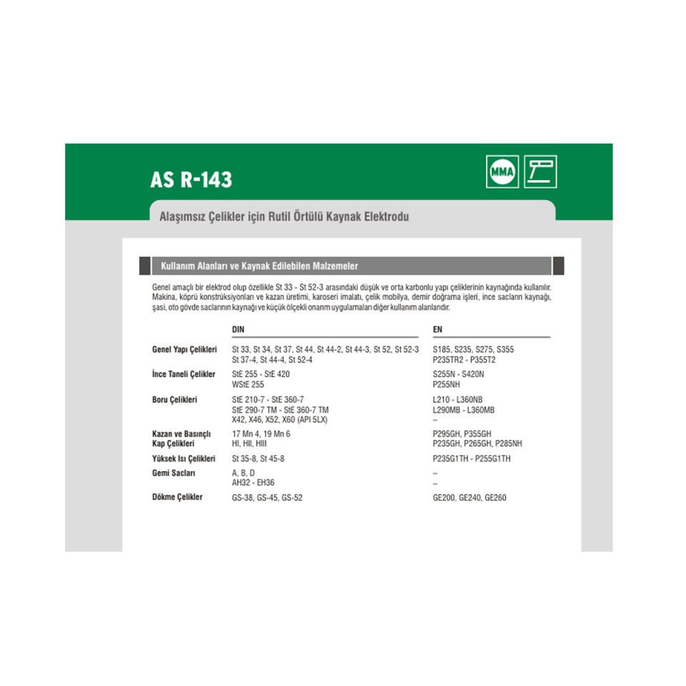 Askaynak AS R-143 Rutil Kaynak Elektrodu 4.00x350mm - 100'lü Paket
