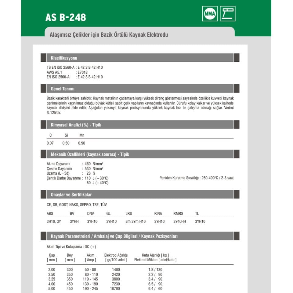 Askaynak AS B 248 3,20x350mm Bazik Kaynak Elektrotu