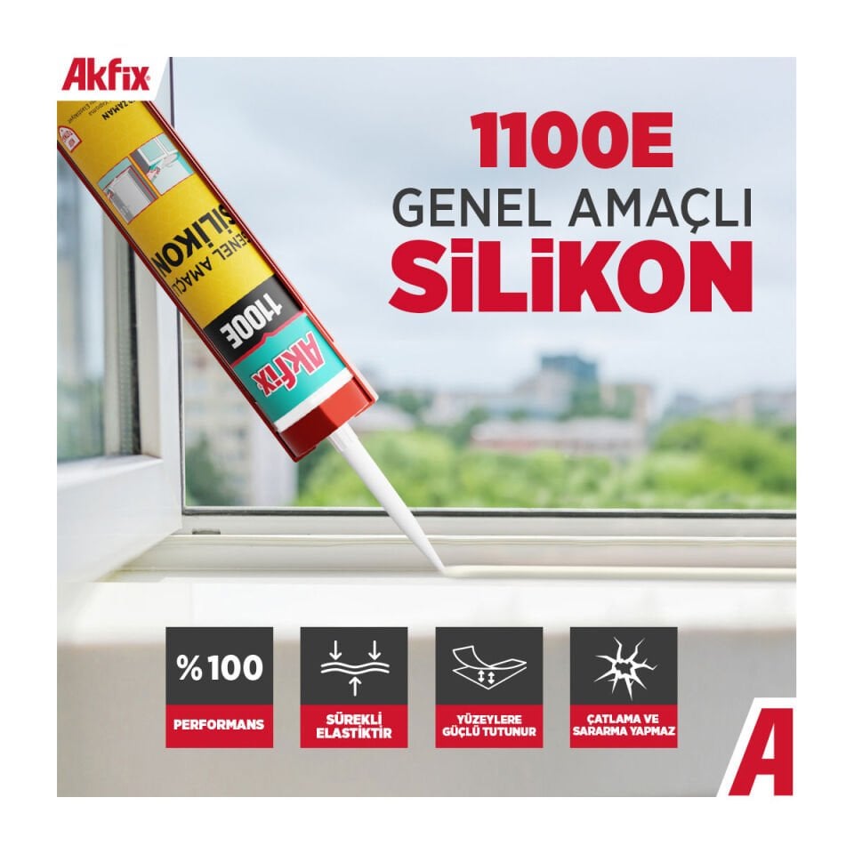 Akfix 1100E Genel Amaçlı Silikon Mastik - Beyaz & Şeffaf