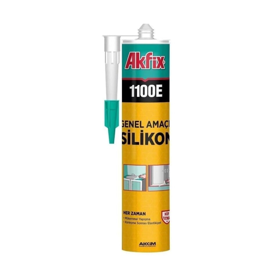 Akfix 1100E Genel Amaçlı Silikon Mastik - Beyaz & Şeffaf