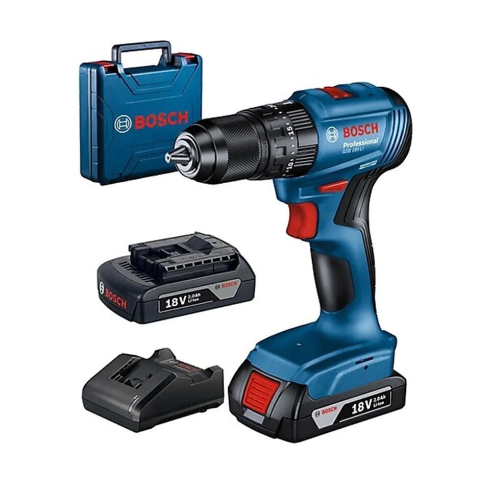 Bosch GSB 185-LI Akülü Darbeli Matkap Vidalama 18V 2.0Ah + 103 Parça Aksesuar Seti