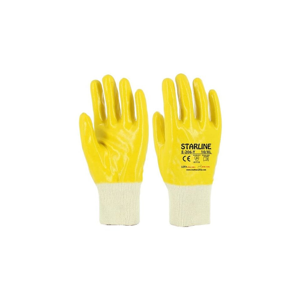 Starline E-206-Y Tam Kaplı Sarı Nitril Eldiven