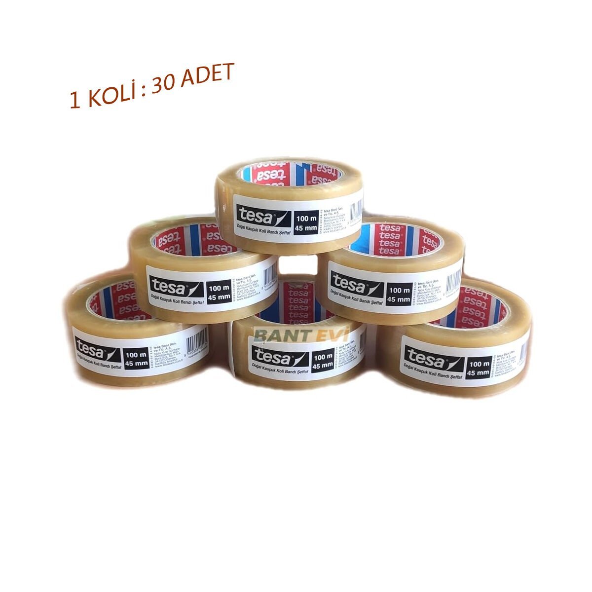 Tesa 4263 Doğal Kauçuk Koli Bandı Şeffaf 100Mt x 45 Mm (30 Adet - 1 Koli)